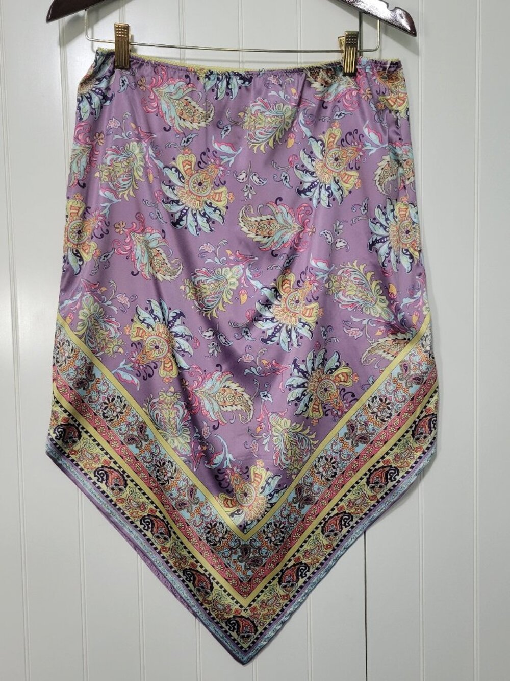 Urban Outfitters Y2K Style Boho Fairycore Purple Paisley Satin Hanky Midi Skirt